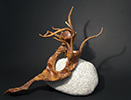 Lichen Still Life, 2009, 20x19x14", bronze and stone, unique