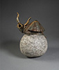 Roaring Limpet, 2022, 10" x 6" x 9.5", bronze and stone, unique